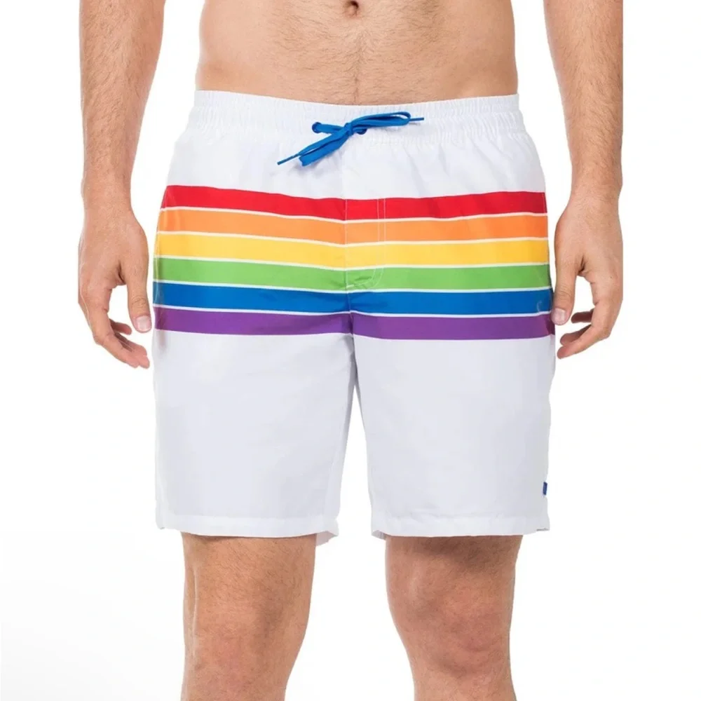 TIPSY ELVES MEN’S MEDIUM SWIM TRUNKS RAINBOW MENS SWIM NWT #382